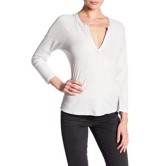  제임스펄스 긴팔 티셔츠 제임스 퍼스 스플릿넥 라글런 티셔츠 화이트