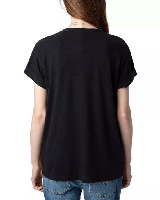  자딕앤볼테르 반팔 티셔츠 Zadig & Voltaire Anya Pcl 레인 라인스톤 윙 티셔츠 - ZADIG & VOLTAIRE