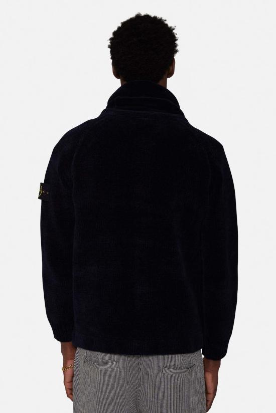  스톤 아일랜드 집업 니트 스톤아일랜드 셰닐 카디건 네이비블루 - STONE ISLAND