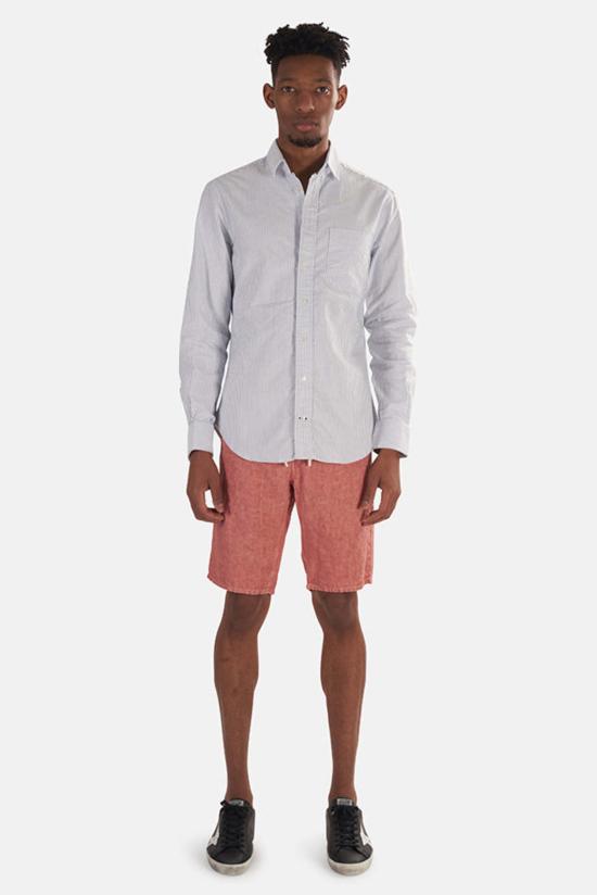  Blue&Cream 긴팔 셔츠 블루&크림 옥스포드 세어서커 버튼 다운 블루 스트라이프 - BLUE&CREAM