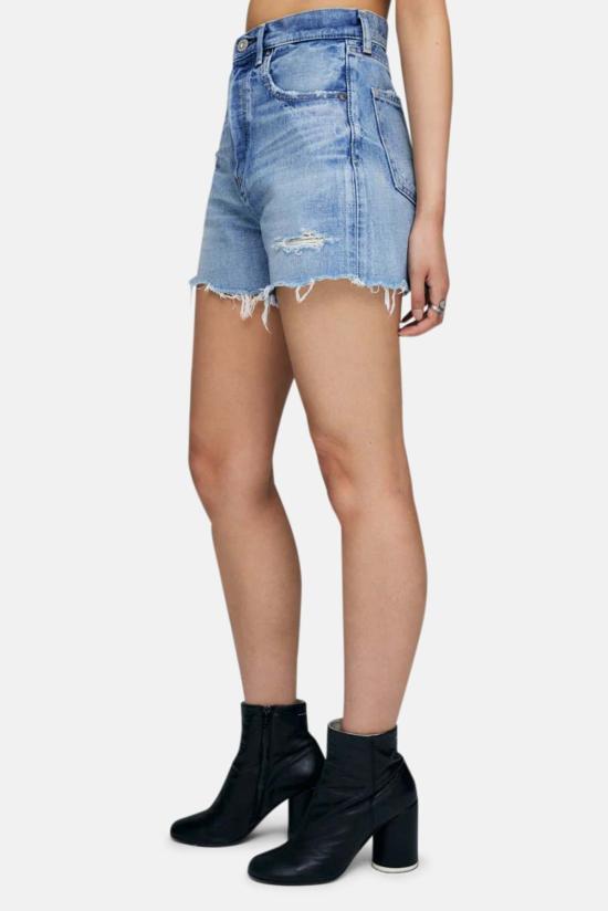  마우지 데님 숏팬츠 Moussy Pelion 반바지 블루 - MOUSSY