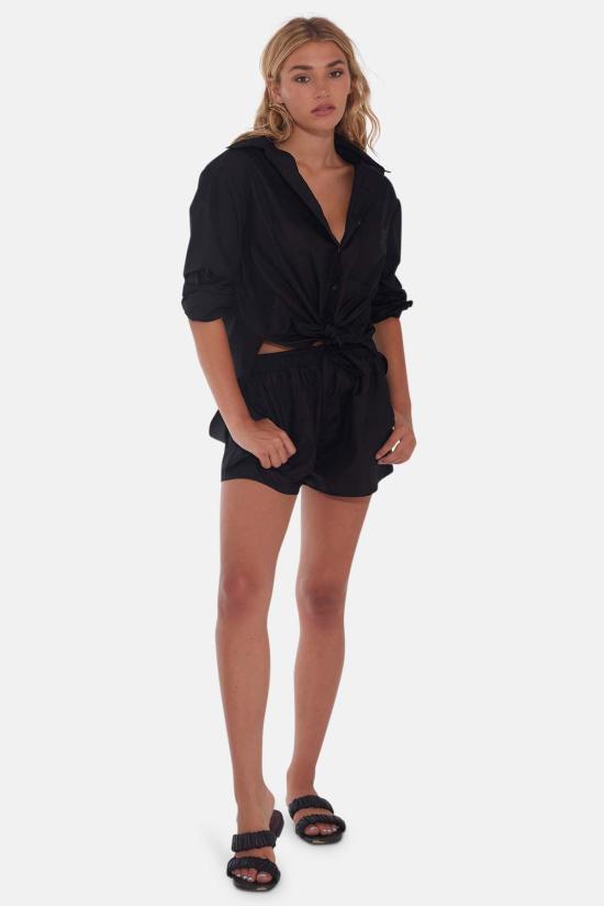  더 타일 클럽 셔츠 타일 클럽 릴리 팝린 보이프렌드 셔츠 블랙 - THE TILE CLUB