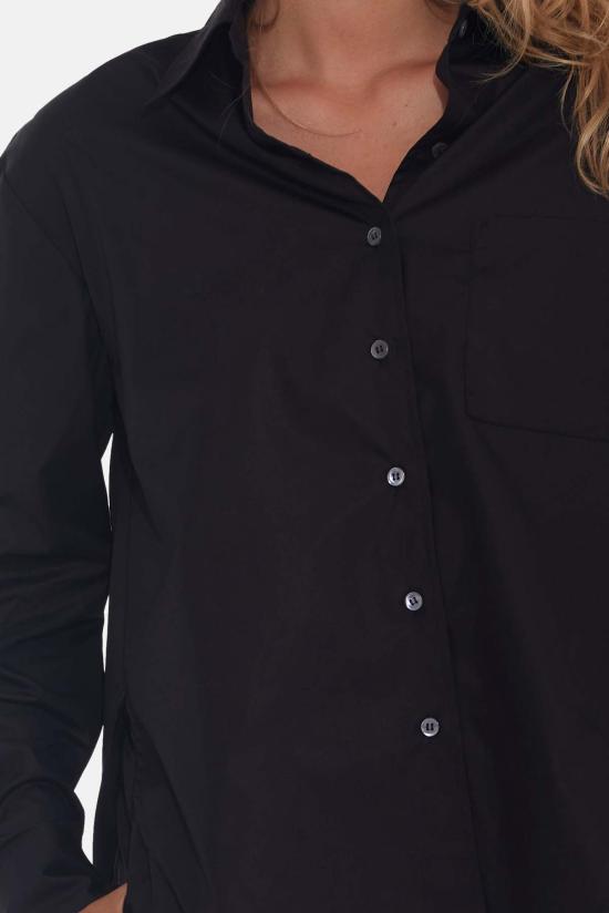  더 타일 클럽 셔츠 타일 클럽 릴리 팝린 보이프렌드 셔츠 블랙 - THE TILE CLUB