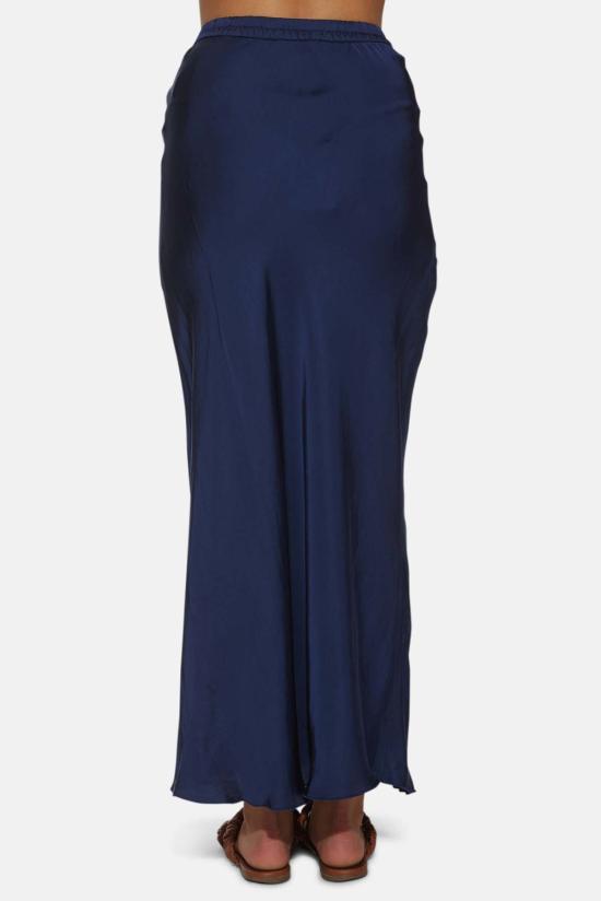  더 타일 클럽 롱 스커트 타일클럽 아냐 새틴 스커트 네이비 - THE TILE CLUB