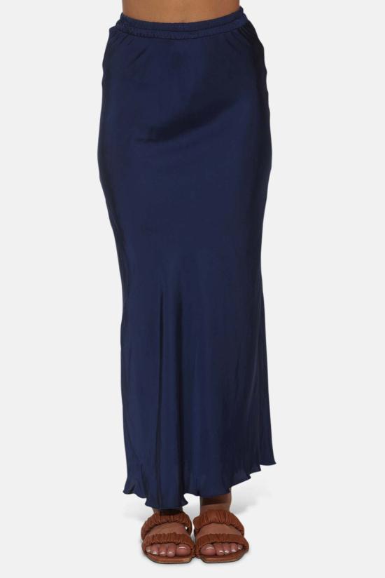  더 타일 클럽 롱 스커트 타일클럽 아냐 새틴 스커트 네이비