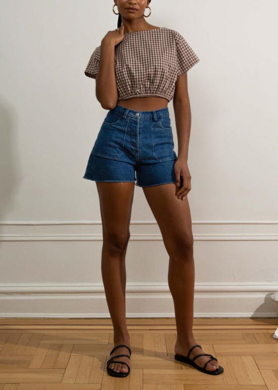  Loup 숏팬츠 루 시몬 워시드 인디고 컷오프 반바지 워시드 인디고