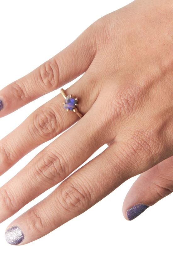  Variance 반지 호주 링 밴드 오팔/골드