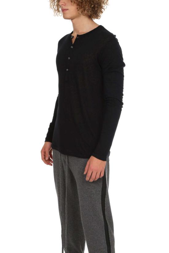  크로슬리 긴팔 티셔츠 랜달 헨리 Ls 블랙 - CROSSLEY