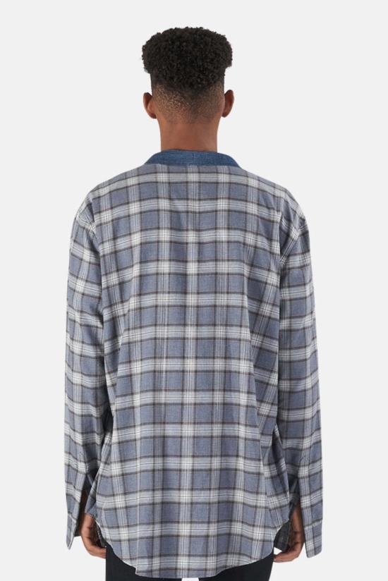  블루&크림 자켓 더블 콤보 기모노 네이비 플란넬/다크 데님 - BLUE&CREAM