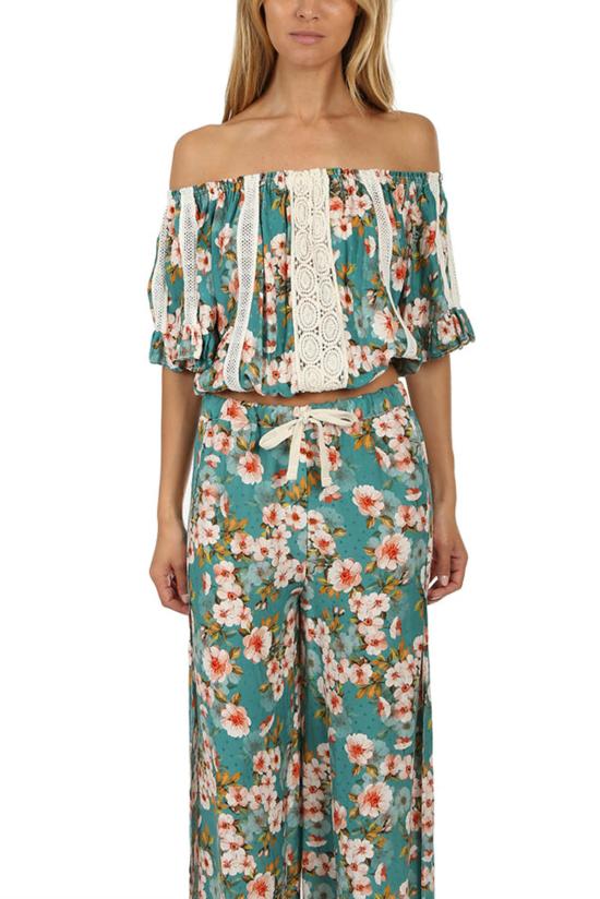  선데이 세인트 트로페즈 민소매 티셔츠 선데이 생트로페 루루 프린트 탑 페트롤