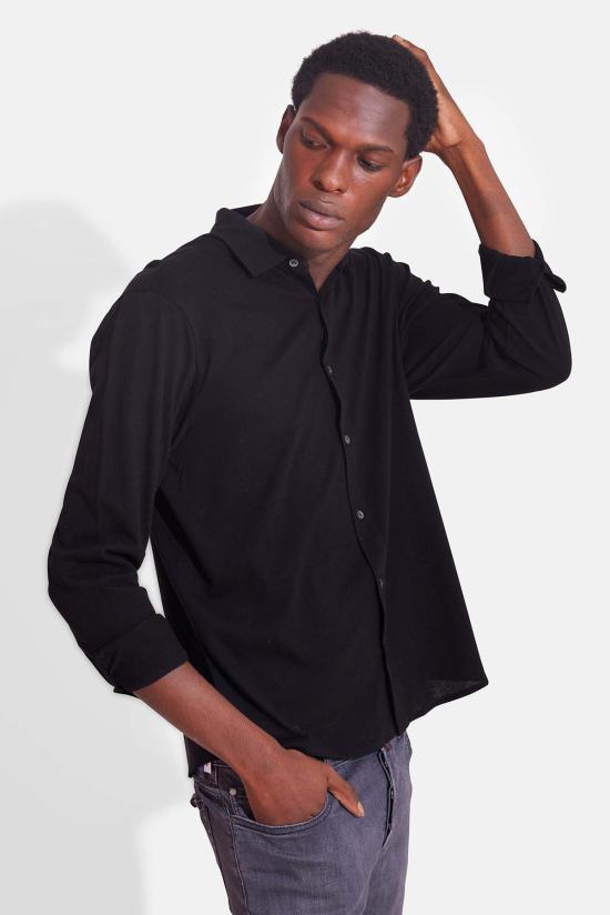  Blue&Cream 긴팔 셔츠 블루&크림 드레 피케 버튼업  블랙 - BLUE&CREAM