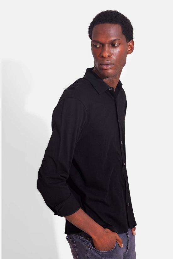  Blue&Cream 긴팔 셔츠 블루&크림 드레 피케 버튼업  블랙 - BLUE&CREAM