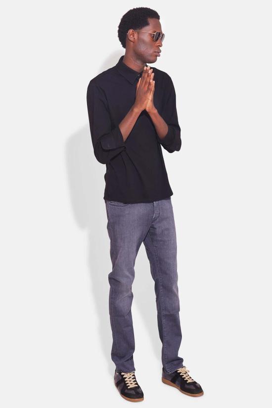  Blue&Cream 긴팔 셔츠 블루&크림 드레 피케 버튼업  블랙 - BLUE&CREAM