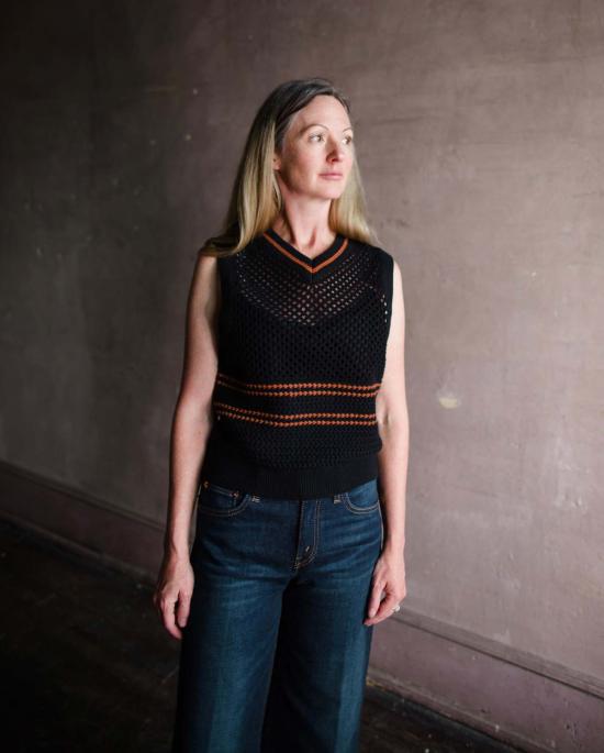  리던 코트 리/던 크로셰 니트 메시 조끼