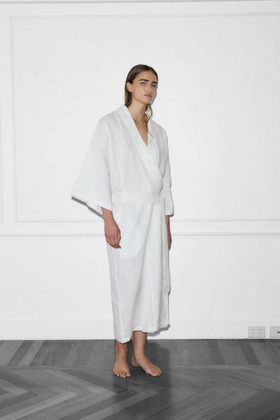  데이지 스튜디오 라운지 웨어 02 로브 리넨 스토리 스트라이프 - DEIJI STUDIO