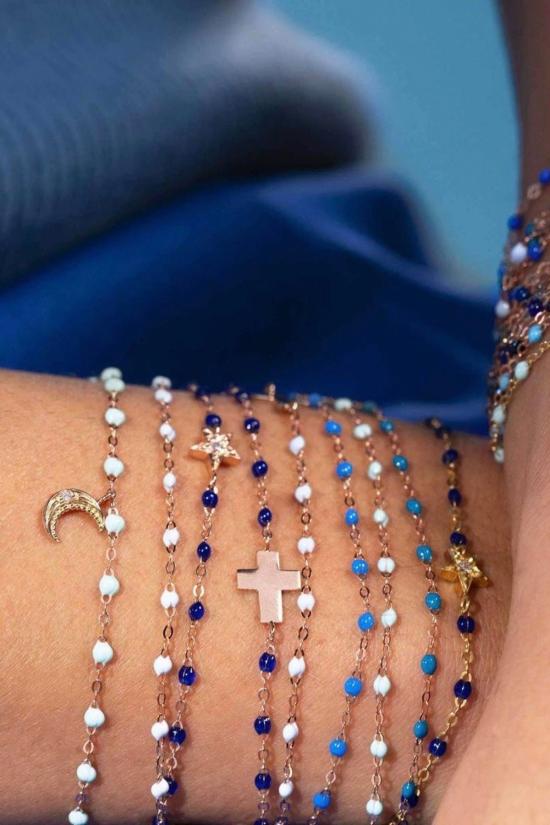  지지 끌로조 목걸이/팬던트 Gigi Clozeau 6.7" 크로스 챠밍 클래식 Gigi 브레이슬릿 라피스/옐로우 골드 - GIGI CLOZEAU