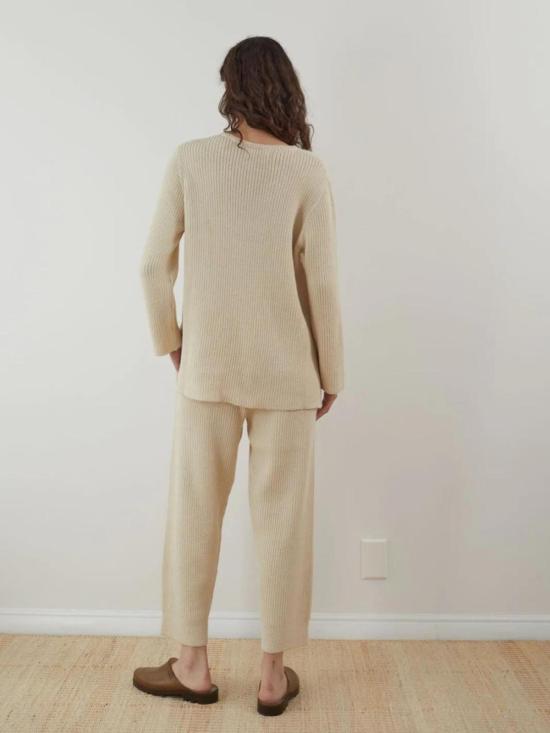  울 하이드 스트레이트 팬츠 리브 와이드 레그 에크루 - WOL HIDE