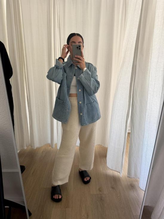  울 하이드 스트레이트 팬츠 리브 와이드 레그 에크루 - WOL HIDE