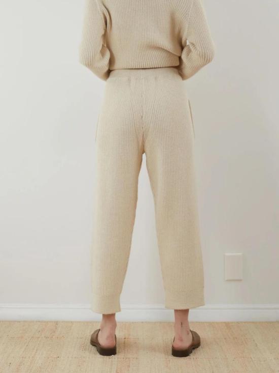  울 하이드 스트레이트 팬츠 리브 와이드 레그 에크루 - WOL HIDE