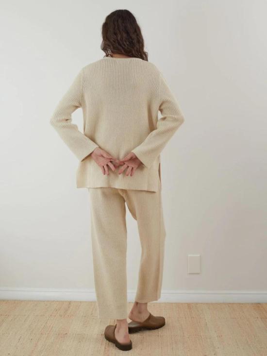  울 하이드 스트레이트 팬츠 리브 와이드 레그 에크루 - WOL HIDE