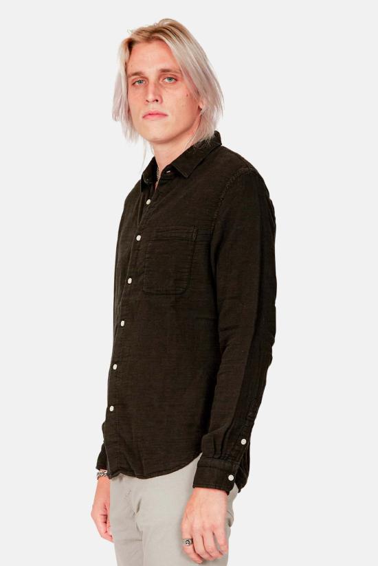  KATO 긴팔 셔츠 카토 리퍼 와플  블랙