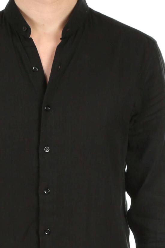  Blue&Cream 긴팔 셔츠 블루&크림 만다린  블랙 - BLUE&CREAM