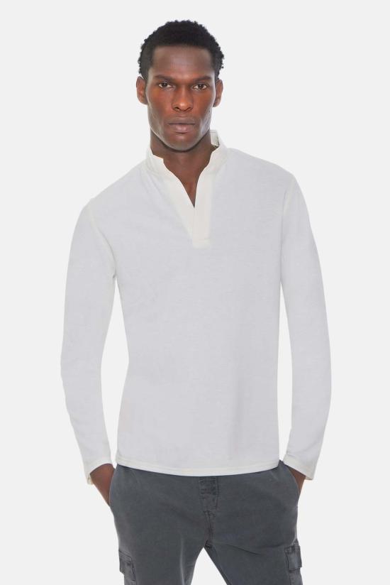  Blue&Cream 폴로 티셔츠 블루&크림 메이슨 팝 칼라 풀오버 오프 화이트 - BLUE&CREAM