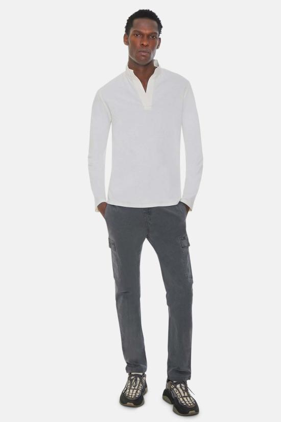  Blue&Cream 폴로 티셔츠 블루&크림 메이슨 팝 칼라 풀오버 오프 화이트 - BLUE&CREAM