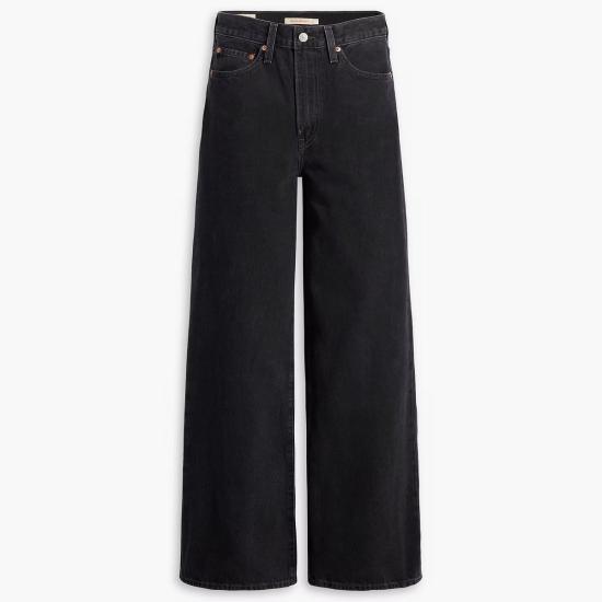  리바이스 데님 팬츠 립케이지 립케이지 와이드 레그 로지 포지 블랙 - LEVI'S