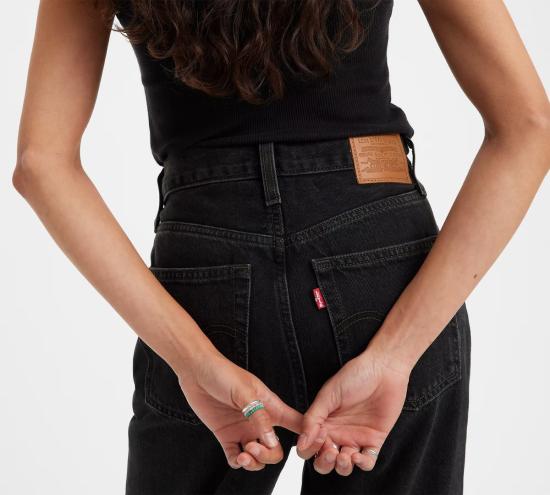  리바이스 데님 팬츠 립케이지 립케이지 와이드 레그 로지 포지 블랙 - LEVI'S