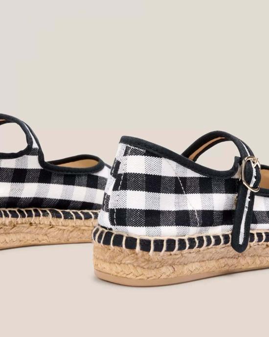  Naguisa 뮬/슬리퍼 나귀사 페오니아 메리제인 블랙 체크 - NAGUISA