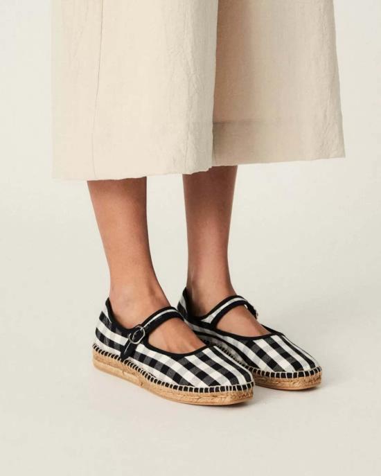  Naguisa 뮬/슬리퍼 나귀사 페오니아 메리제인 블랙 체크