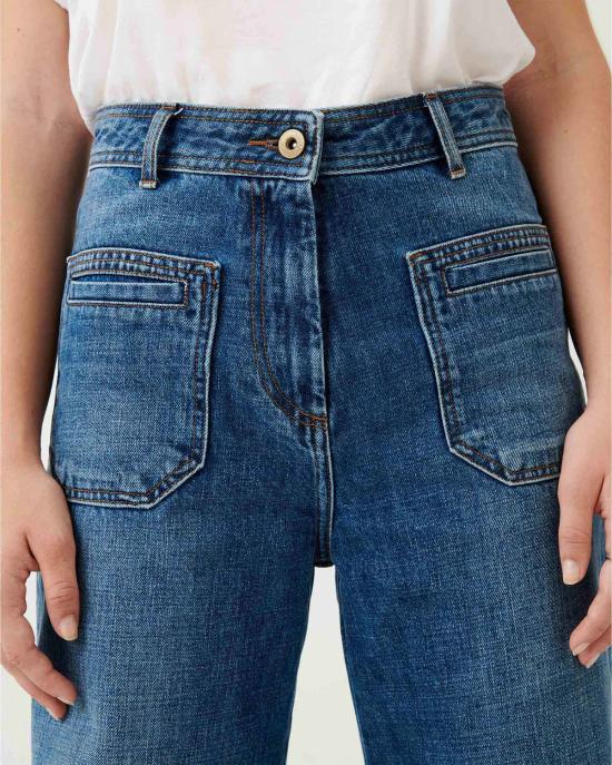  세순 데님 팬츠 세선 조니 오 하이 라이즈 데님 빈티지 블루 - SESSUN