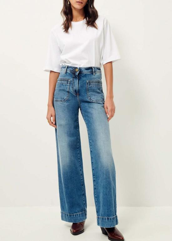  세순 데님 팬츠 세선 조니 오 하이 라이즈 데님 빈티지 블루 - SESSUN