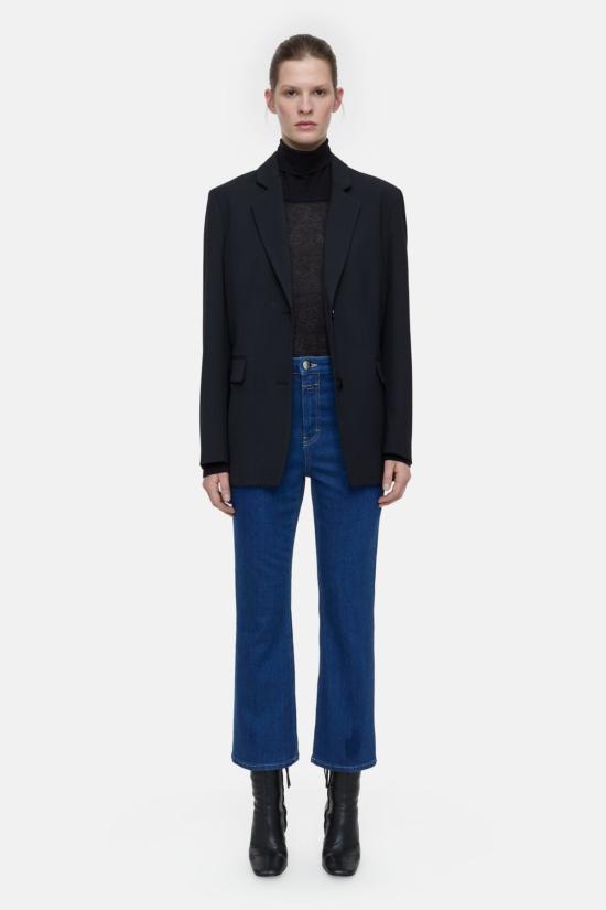  클로즈드 데님 팬츠 하이썬 하이웨이스트 크롭진 다크블루