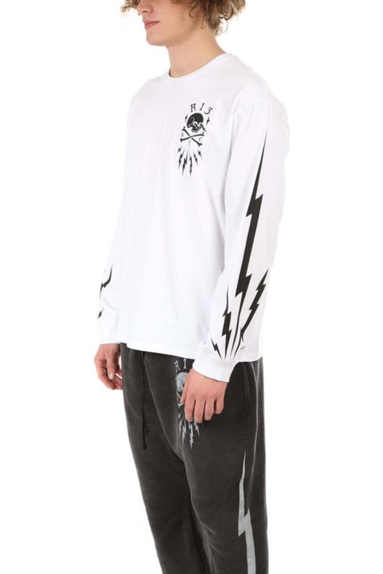  알13 긴팔 티셔츠 R13 스컬 볼트 롱슬리브 티 화이트 - R13