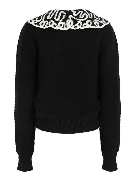  씨뉴욕 가디건 Sea Ny Alice 자수 바텐버그 카디건 블랙/화이트 - SEA NY