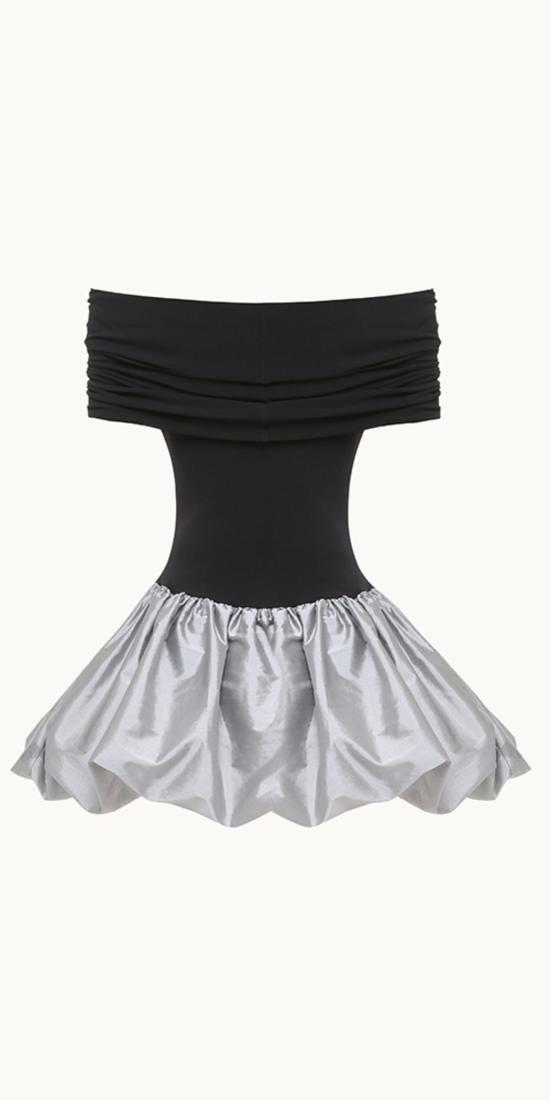  안나 옥토버 숏 원피스 주얼 미니 드레스 블랙/실버 - ANNA OCTOBER