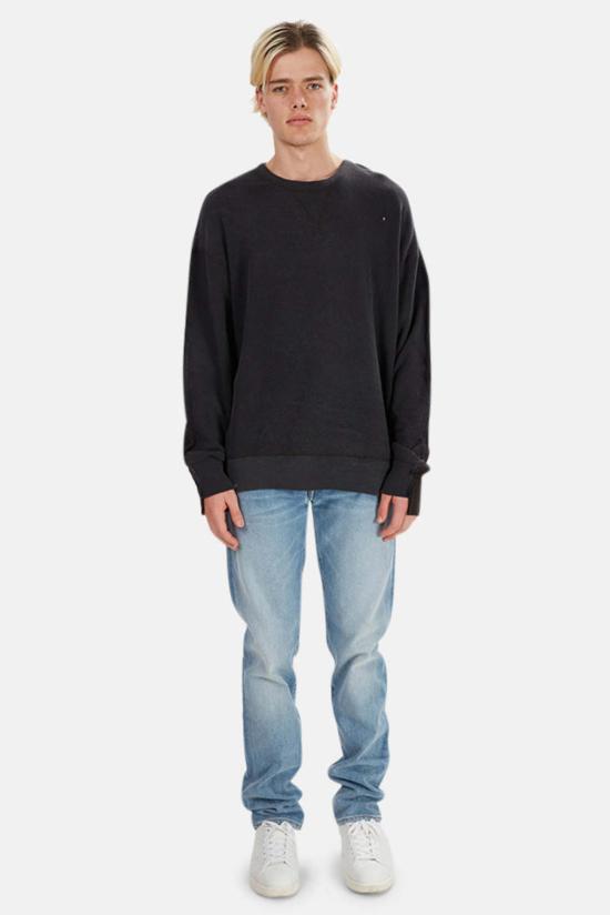  알13 긴팔 티셔츠 R13 투톤 솔기 스웨트셔츠 블랙 - R13