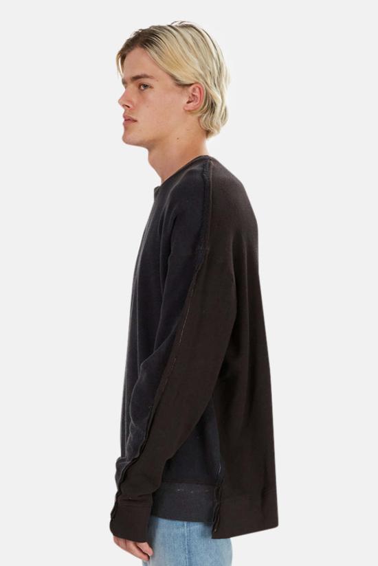  알13 긴팔 티셔츠 R13 투톤 솔기 스웨트셔츠 블랙 - R13