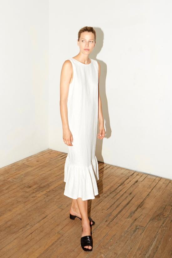  다두라 숏 원피스 다투라 리넨 카르멘 드레스 화이트 - DATURA