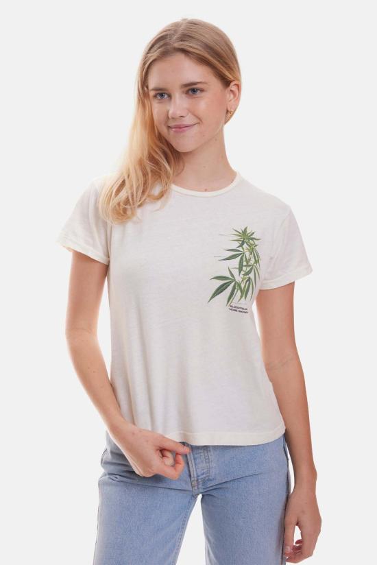  블루&크림 반팔 티셔츠 리프 티 에크루