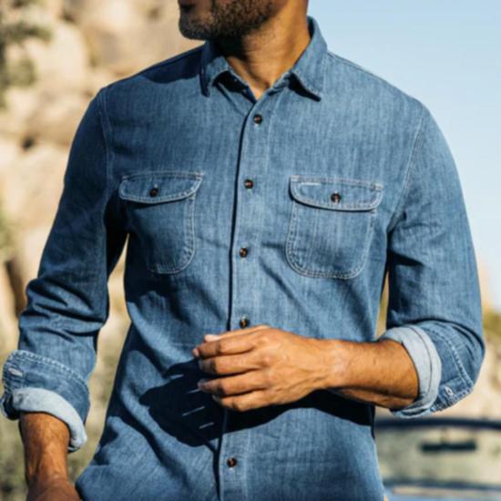  Hiroshi Kato 데님 셔츠 히로시 카토 브레이스 - HIROSHI KATO