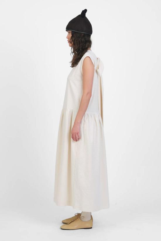  코울리 스튜디오 롱 원피스 Cawley Studio Japanese Waffle Cotton Gathered Isabella Dress Ecru - CAWLEY STUDIO