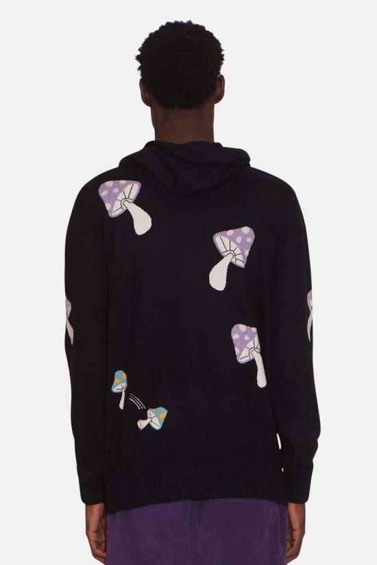  Blue&Cream 후드 티셔츠 블루&크림 남성 머쉬룸 인타르시아 풀오버 후드 티셔츠 블랙 - BLUE&CREAM