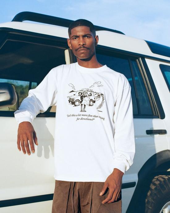  East + West 긴팔 티셔츠 동쪽 + 서쪽 방향 티셔츠 흰색 - OTHER BRANDS