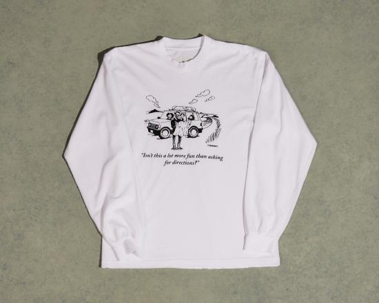  East + West 긴팔 티셔츠 동쪽 + 서쪽 방향 티셔츠 흰색