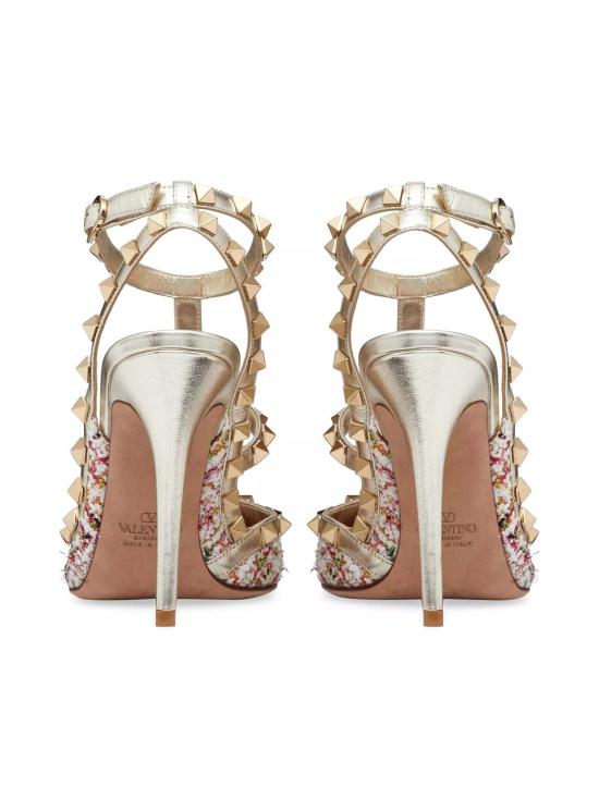  발렌티노 가라바니 힐/펌프스 여성용 록스터드 트위드 100mm 스트랩 펌프 멀티 - VALENTINO GARAVANI