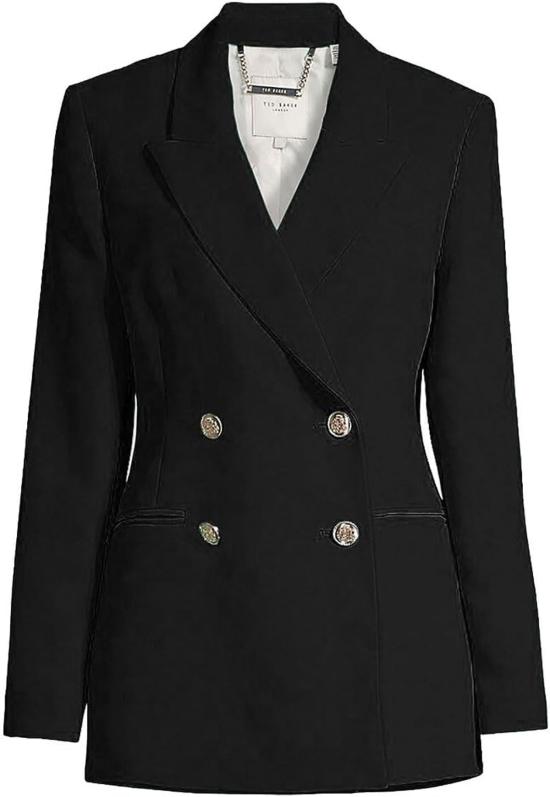  테드베이커 수트 자켓 Ted Baker Llayla 더블브레스트 엠보싱 버튼 블레이저 재킷 솔리드 블랙