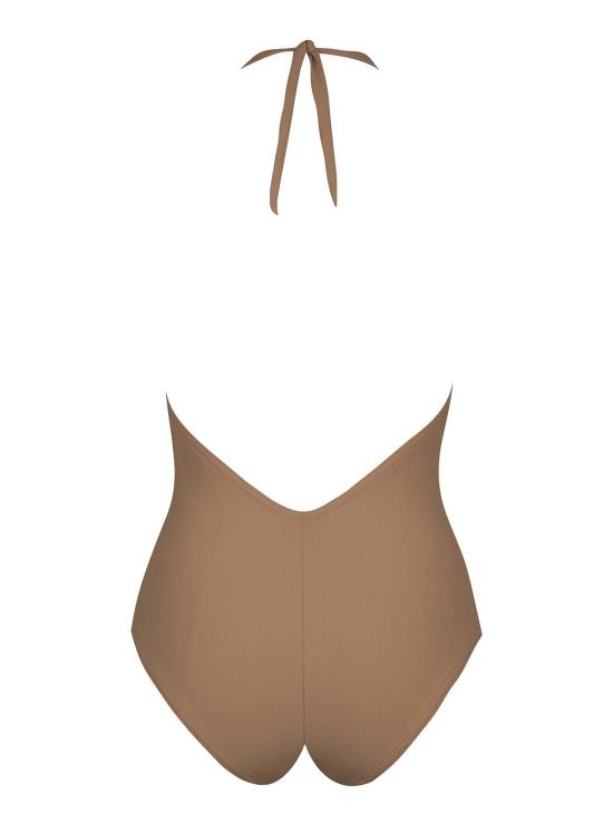  Karla Colletto 원피스 수영복 Basics 플런지 홀터 수영복 라떼 - OTHER BRANDS